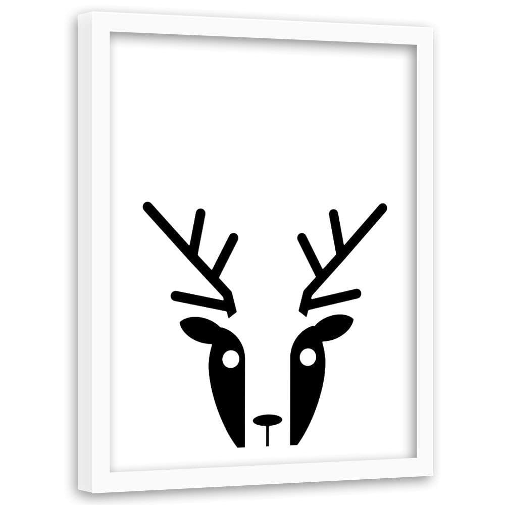 Glezna baltā rāmī - Contrast Deer  Home Trends DECO