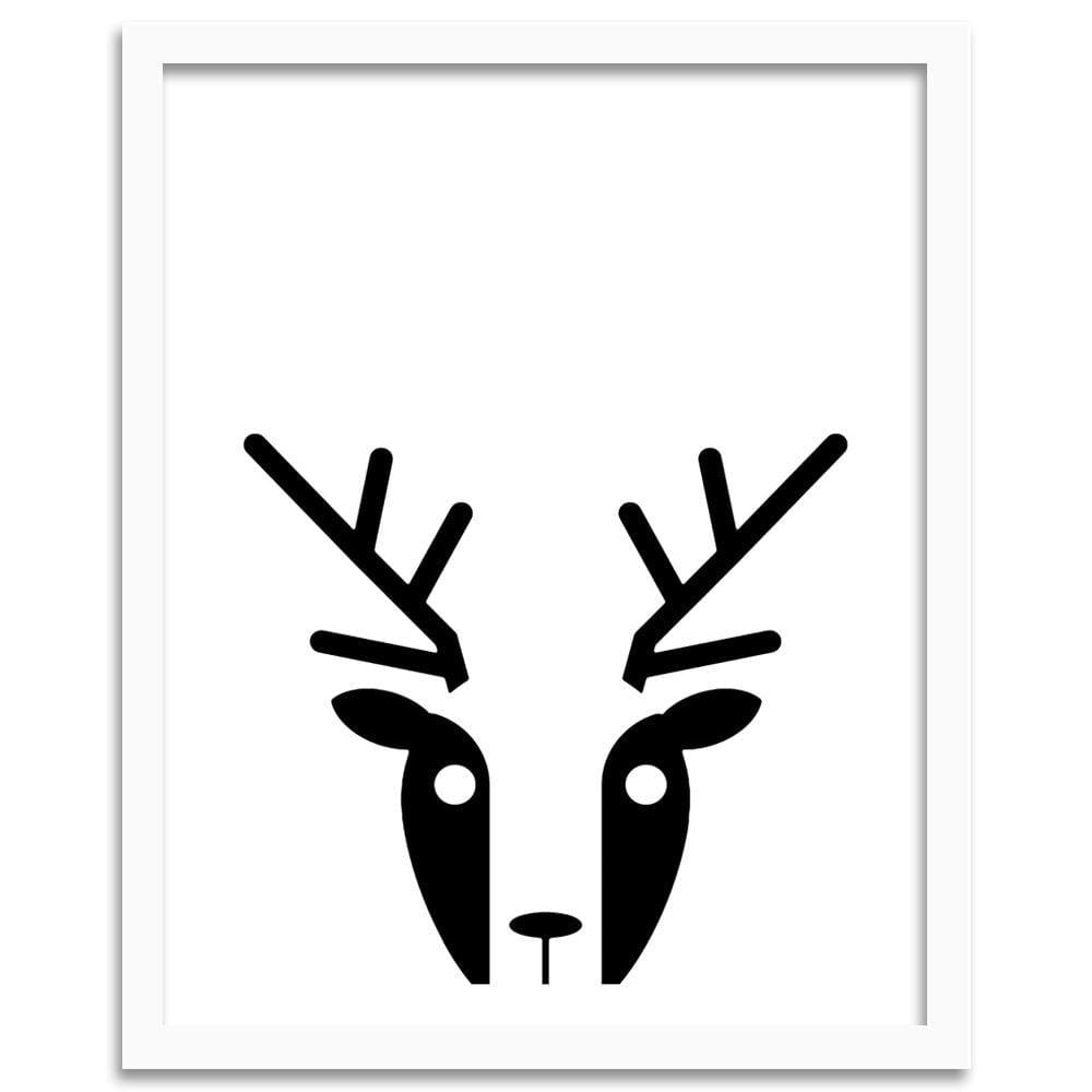 Glezna baltā rāmī - Contrast Deer  Home Trends DECO