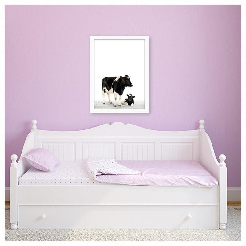 Glezna baltā rāmī - Cow with a calf  Home Trends DECO