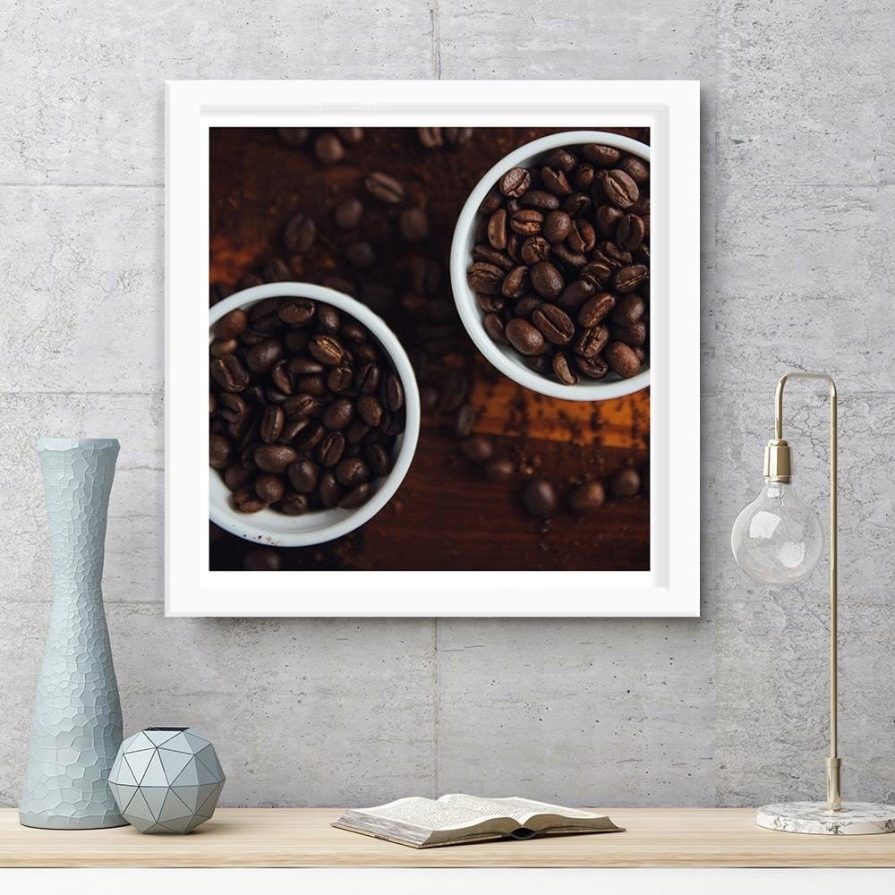 Glezna baltā rāmī - Cups Full Of Coffee  Home Trends DECO