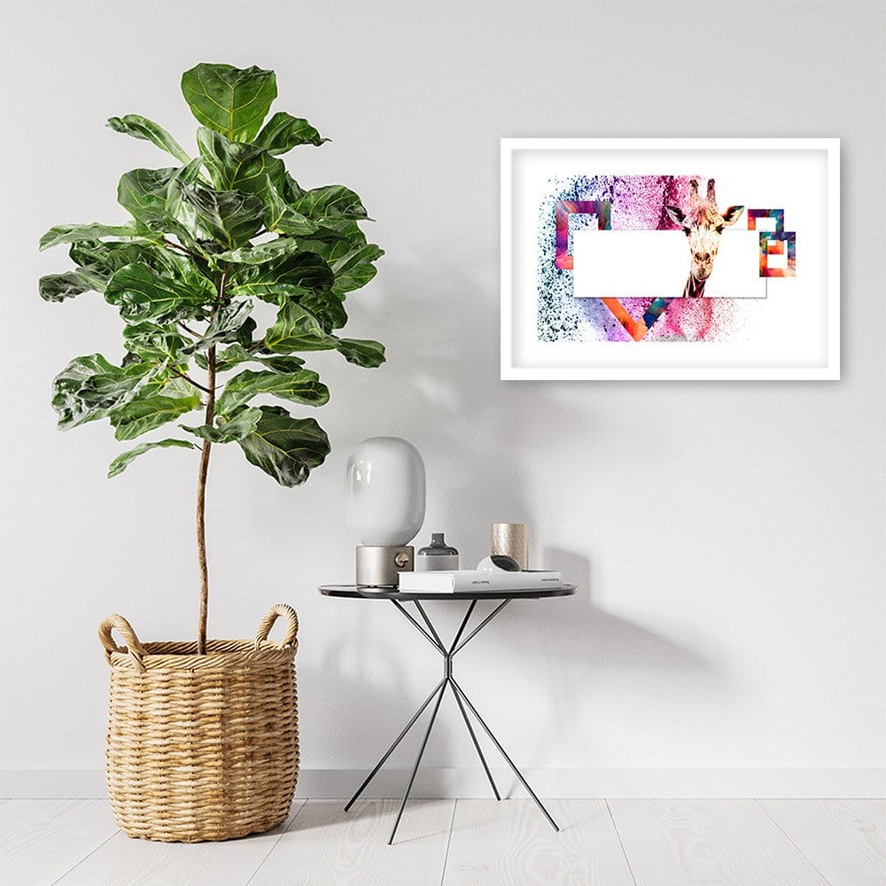 Glezna baltā rāmī - Curious Giraffe  Home Trends DECO