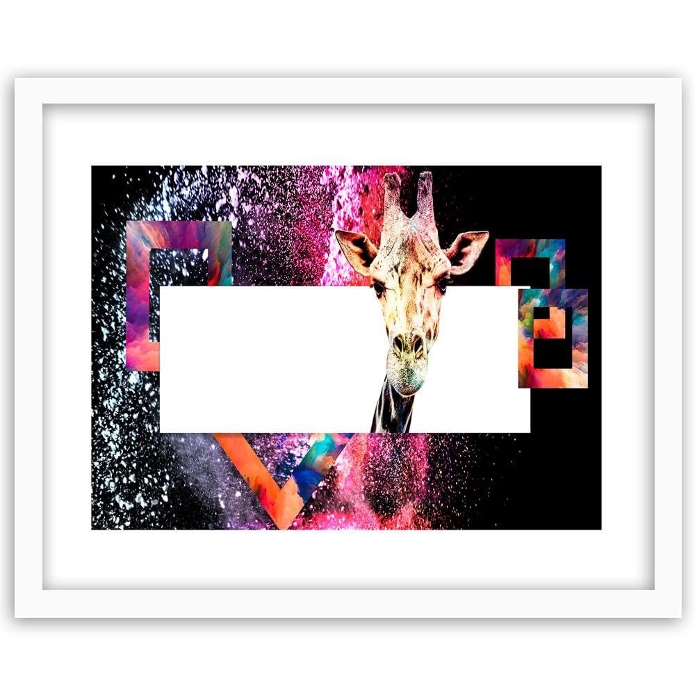 Glezna baltā rāmī - Curious Giraffe  Home Trends DECO