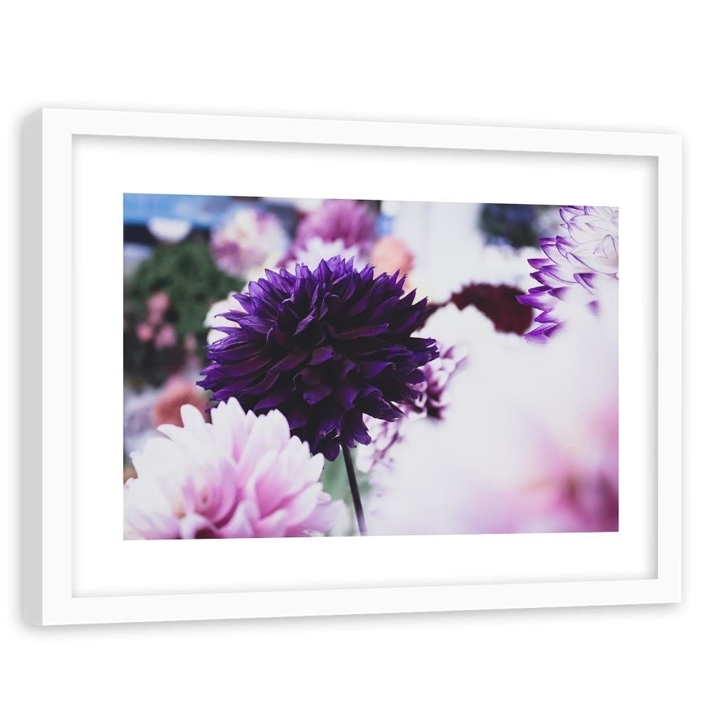 Glezna baltā rāmī - Dahlias  Home Trends DECO