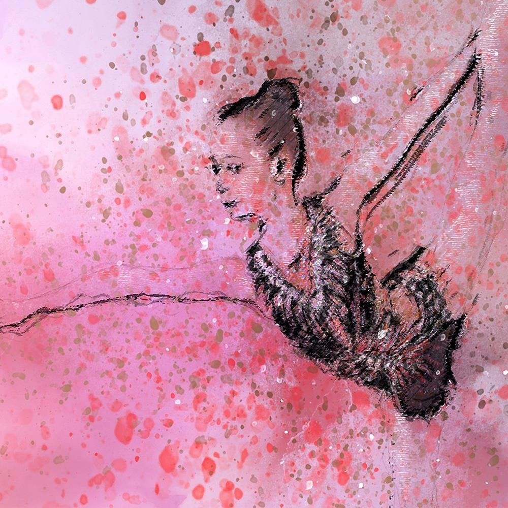 Glezna baltā rāmī - Dancing Ballerina Abstraction  Home Trends DECO