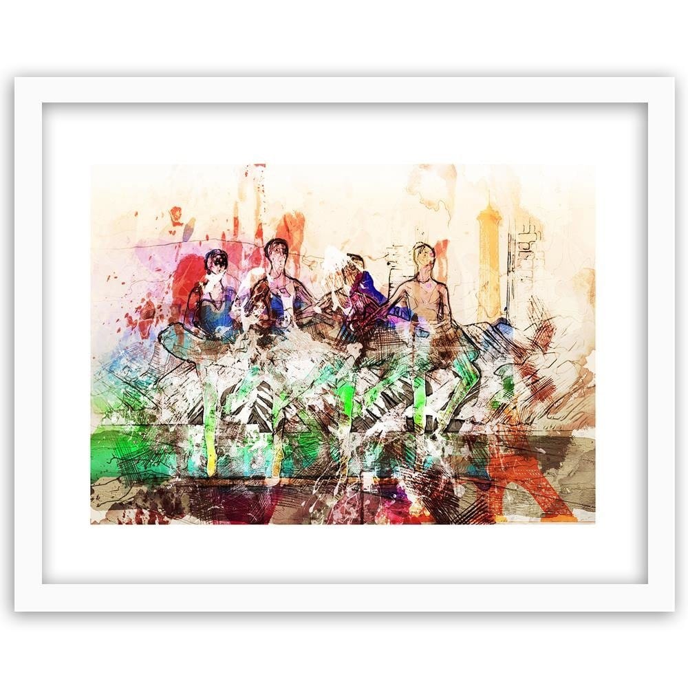 Glezna baltā rāmī - Dancing Ballerinas Abstraction  Home Trends DECO