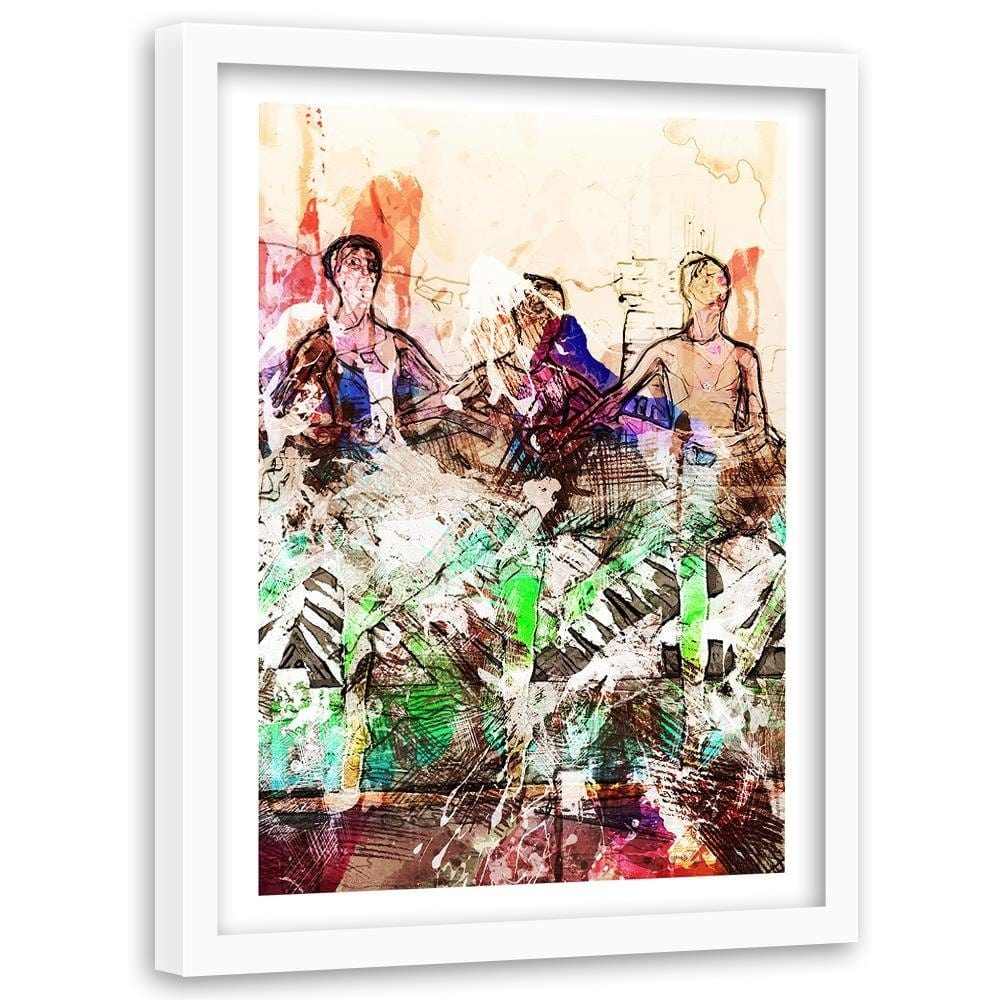 Glezna baltā rāmī - Dancing Ballerinas Abstraction  Home Trends DECO