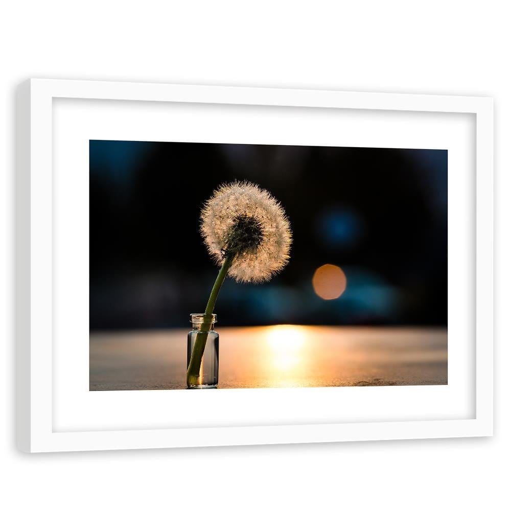 Glezna baltā rāmī - Dandelion In A Vase  Home Trends DECO