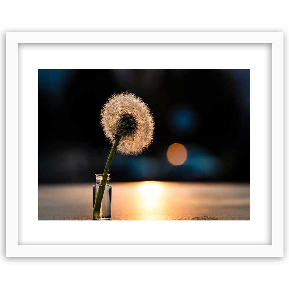 Glezna baltā rāmī - Dandelion In A Vase  Home Trends DECO