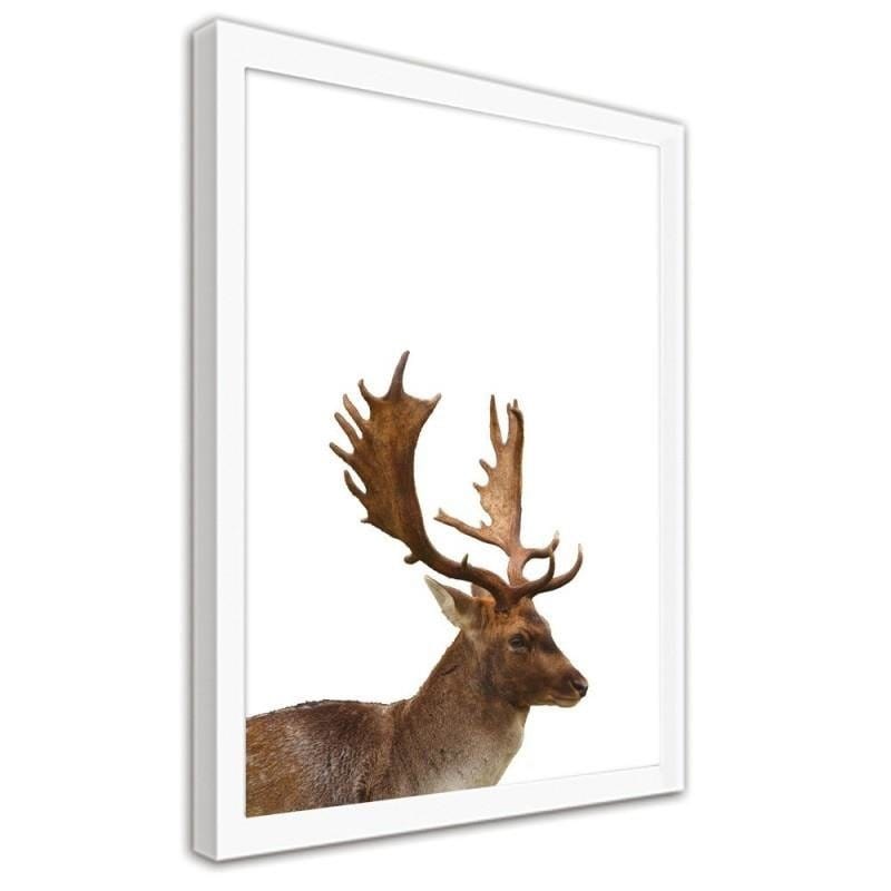 Glezna baltā rāmī - Deer  Home Trends DECO