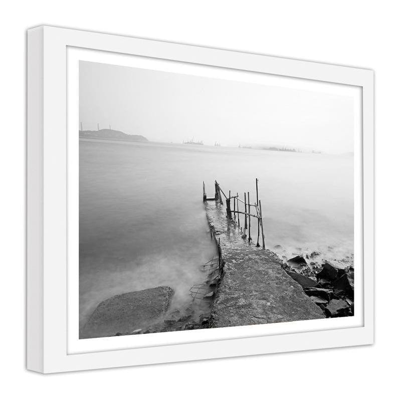 Glezna baltā rāmī - Destroyed bridge.  Home Trends DECO