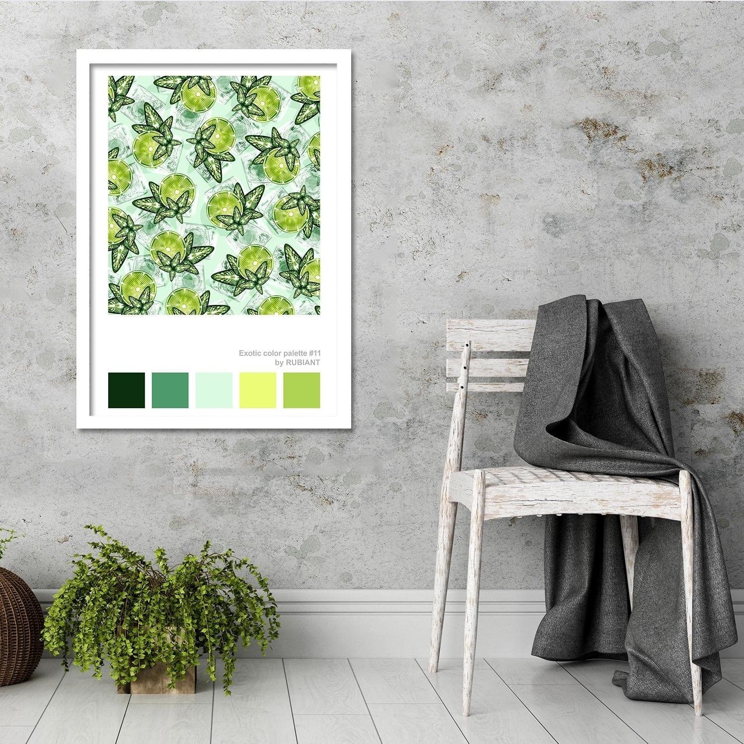 Glezna baltā rāmī - Digital Art Green  Home Trends DECO