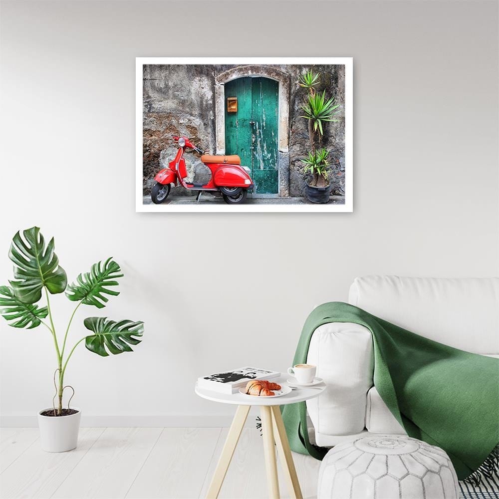Glezna baltā rāmī - Doors And Red Scooter  Home Trends DECO