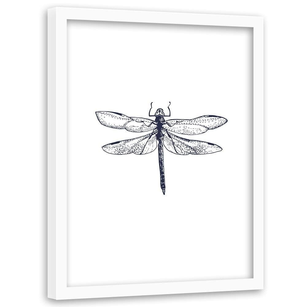 Glezna baltā rāmī - Drawn Dragonfly  Home Trends DECO
