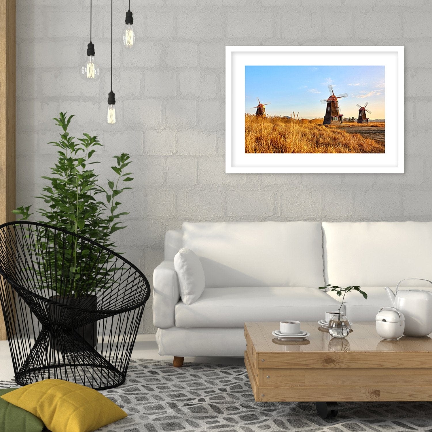 Glezna baltā rāmī - Dutch Windmills  Home Trends DECO