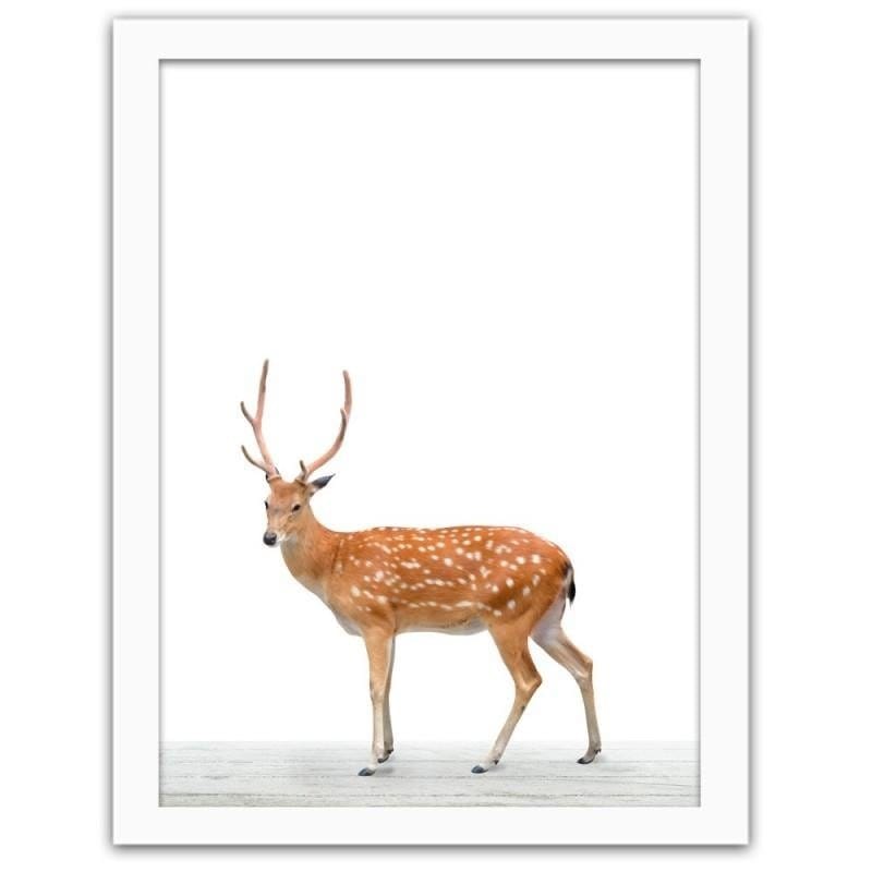 Glezna baltā rāmī - Eastern deer  Home Trends DECO