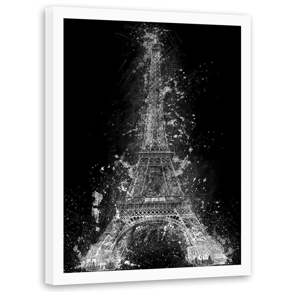 Glezna baltā rāmī - Eiffel Tower At Night  Home Trends DECO