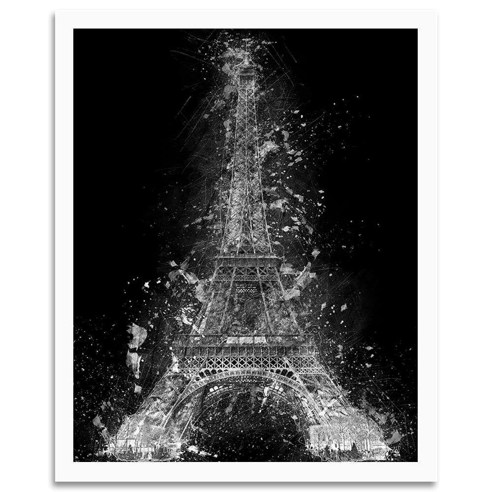 Glezna baltā rāmī - Eiffel Tower At Night  Home Trends DECO