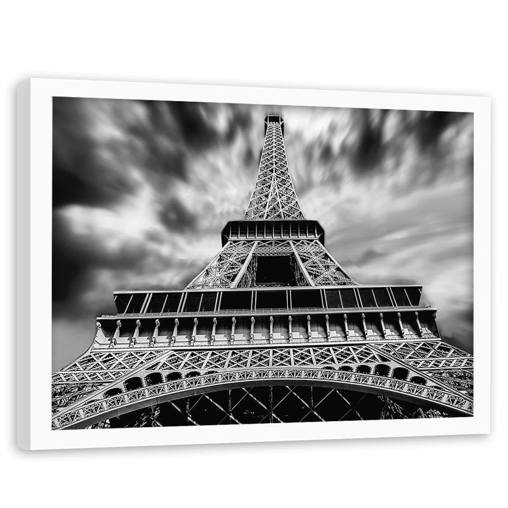 Glezna baltā rāmī - Eiffel Tower Black And White  Home Trends DECO