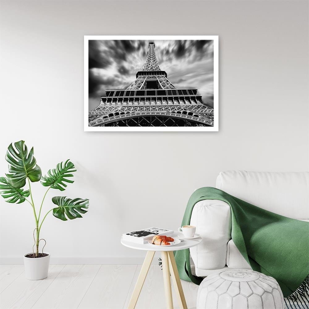 Glezna baltā rāmī - Eiffel Tower Black And White  Home Trends DECO