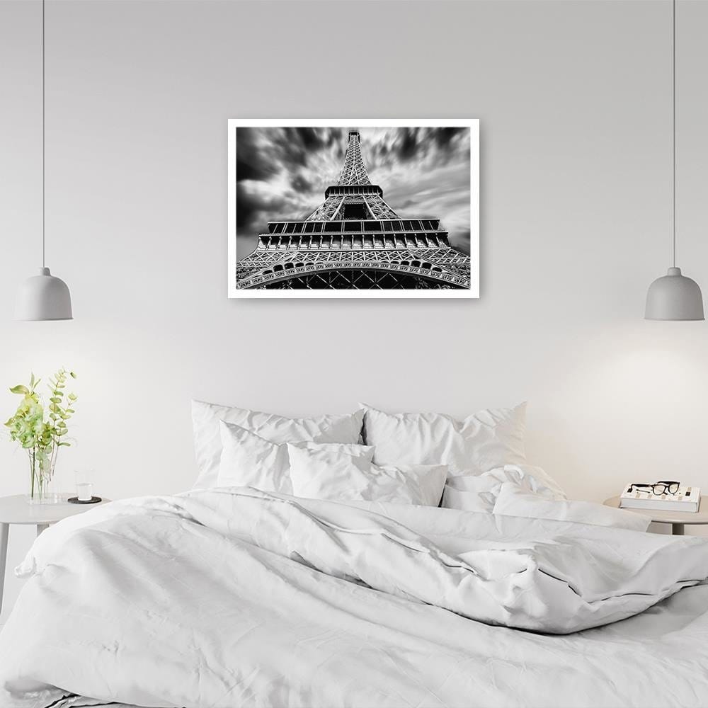 Glezna baltā rāmī - Eiffel Tower Black And White  Home Trends DECO