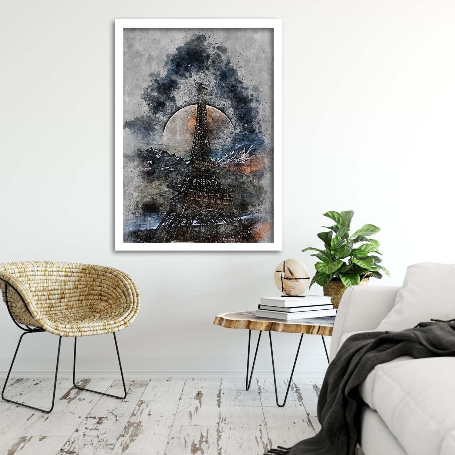 Glezna baltā rāmī - Eiffel Tower  Home Trends DECO