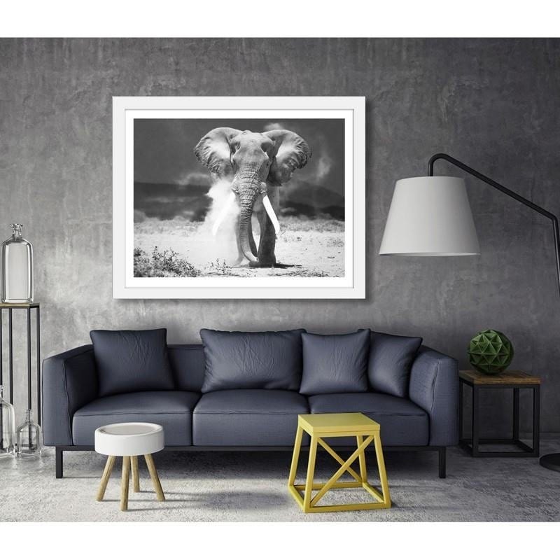 Glezna baltā rāmī - Elephant  Home Trends DECO