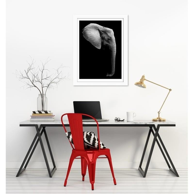 Glezna baltā rāmī - Elephant in black and white  Home Trends DECO