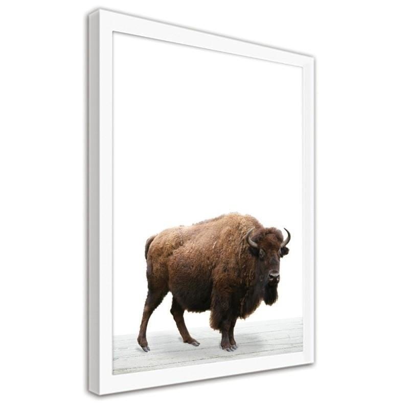Glezna baltā rāmī - European bison  Home Trends DECO