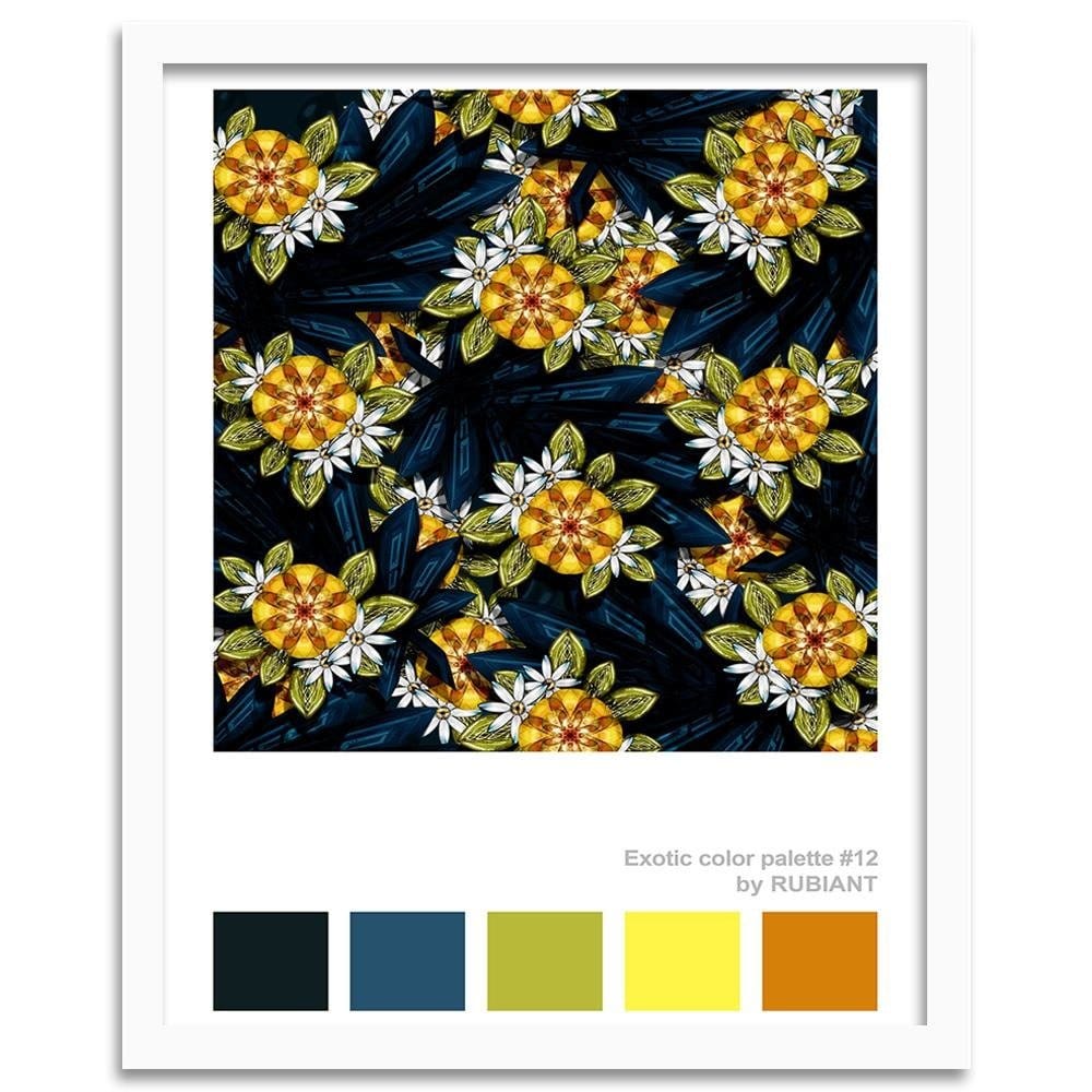 Glezna baltā rāmī - Exotic Flowers Green  Home Trends DECO