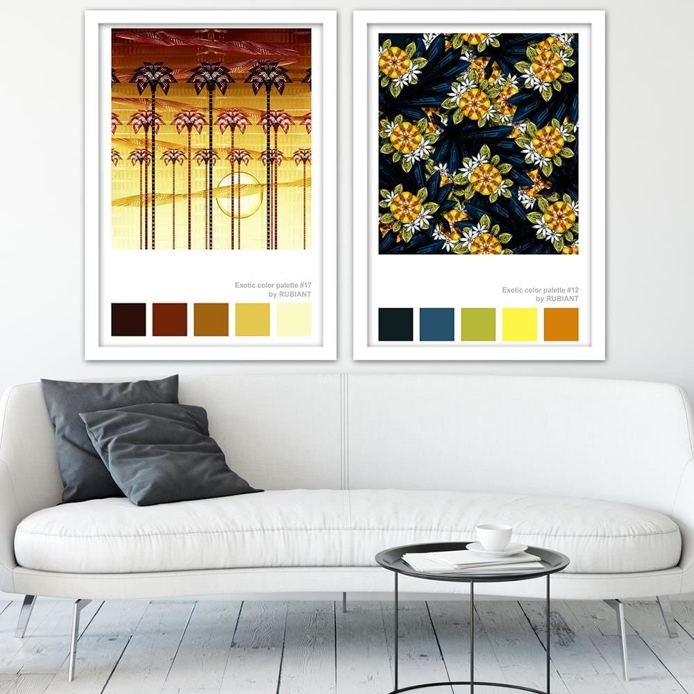 Glezna baltā rāmī - Exotic Flowers Green  Home Trends DECO