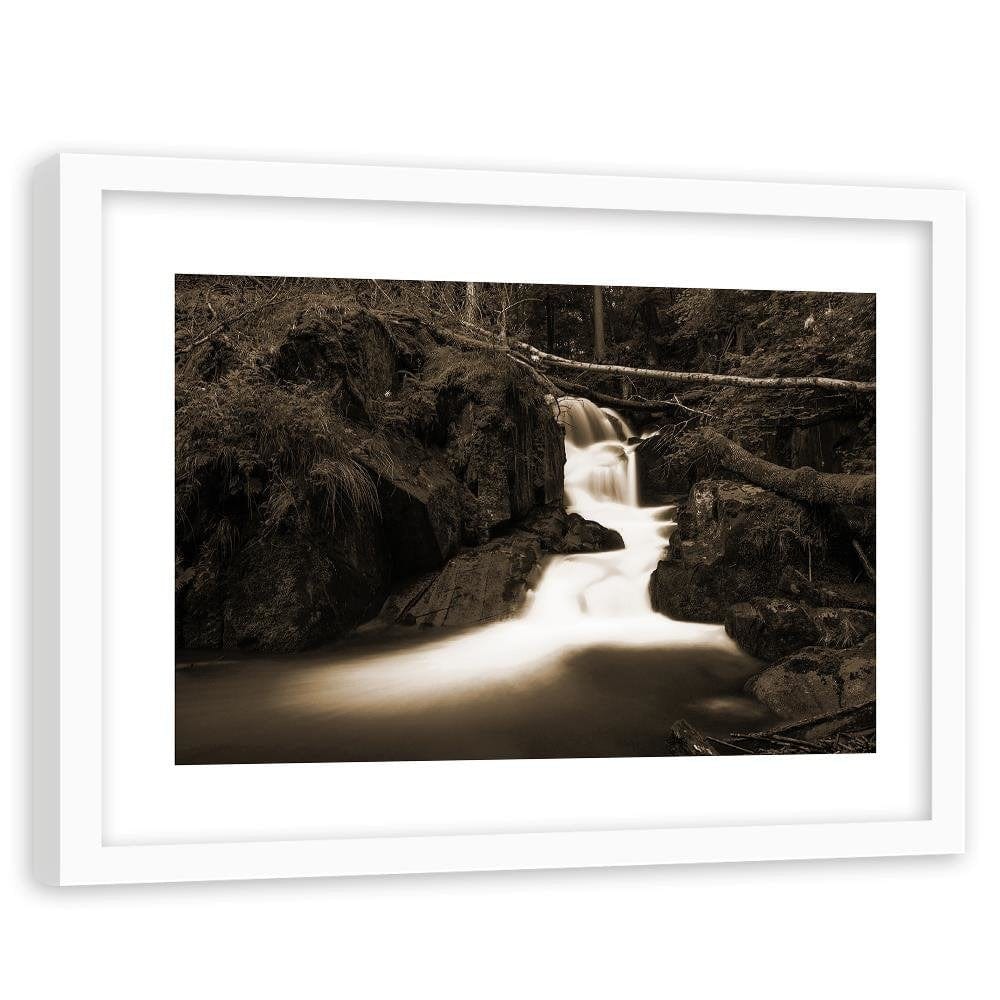 Glezna baltā rāmī - Fairytale Waterfall 1  Home Trends DECO