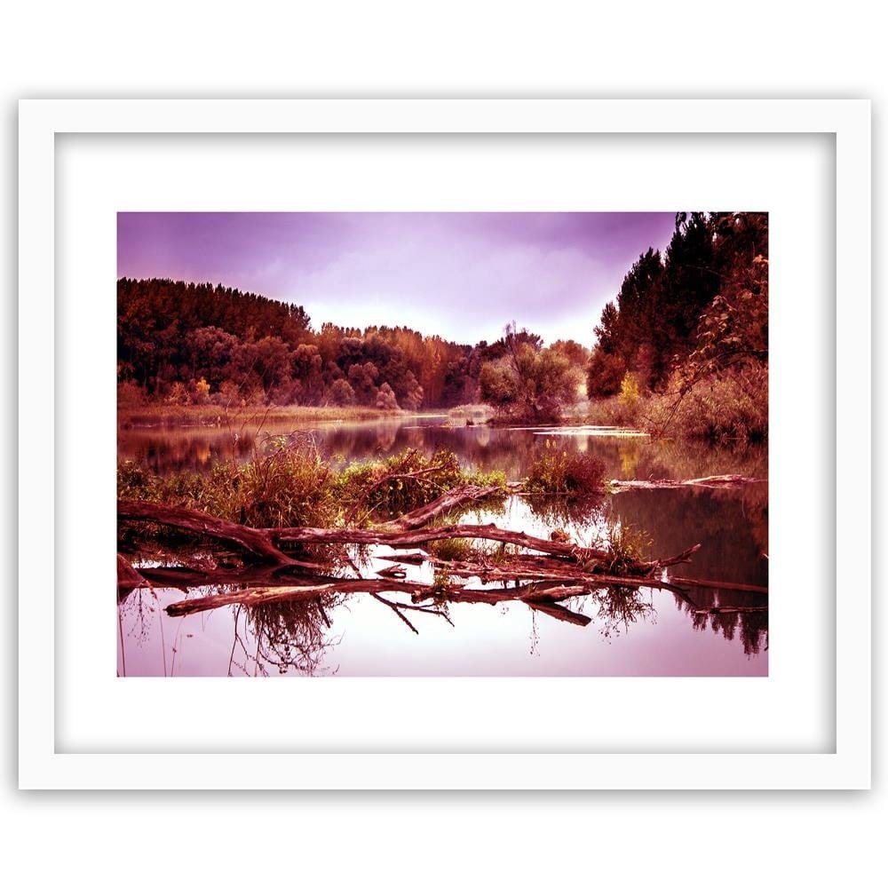 Glezna baltā rāmī - Fallen Tree In The Lake 3  Home Trends DECO