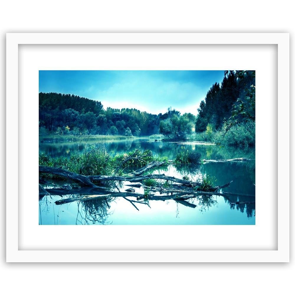Glezna baltā rāmī - Fallen Tree In The Lake  Home Trends DECO