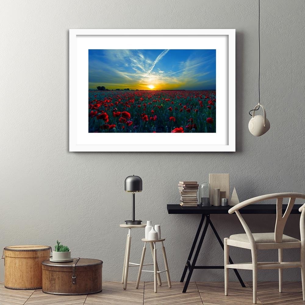 Glezna baltā rāmī - Field Of Red Poppies  Home Trends DECO