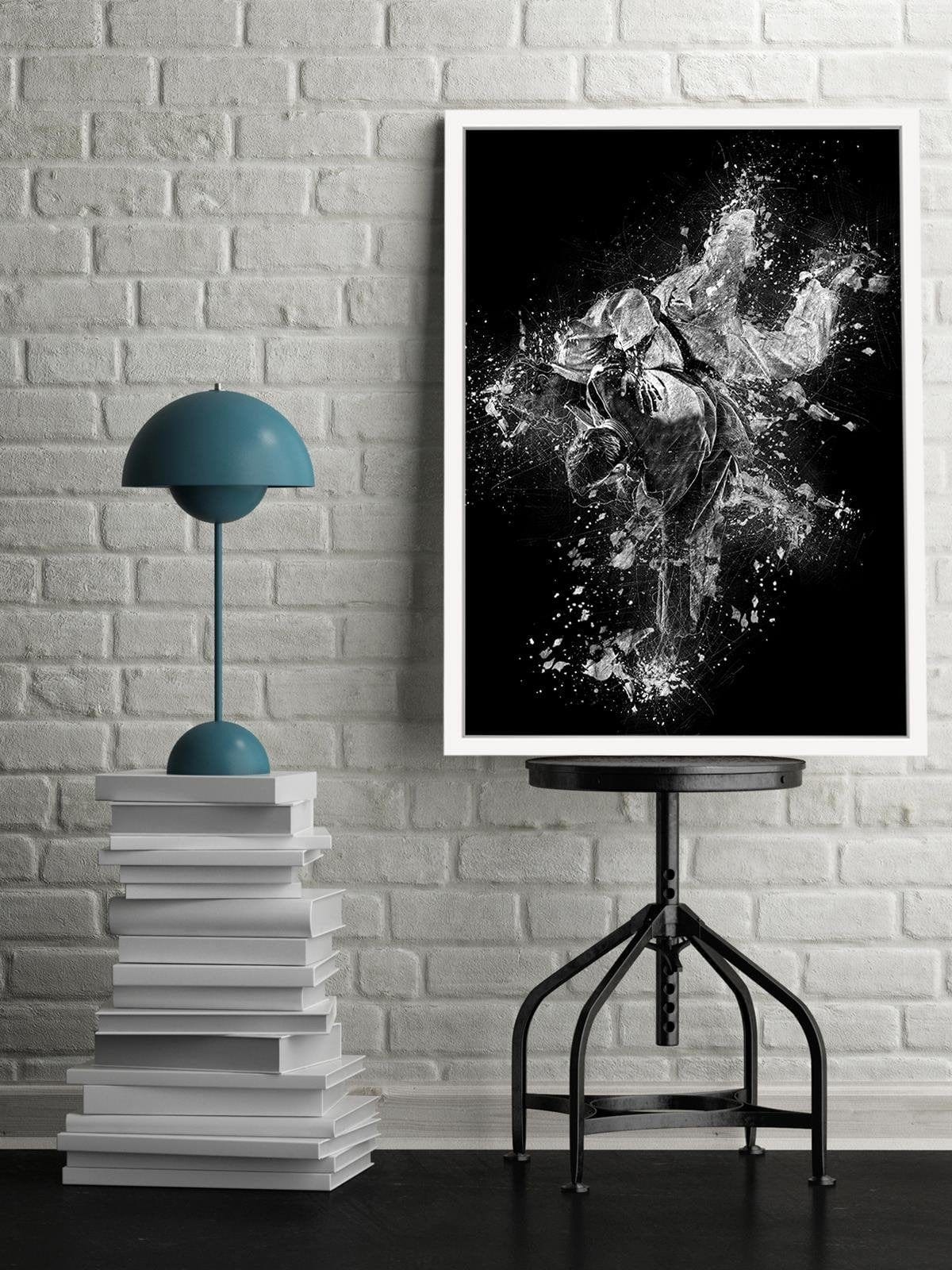 Glezna baltā rāmī - Fighting Judo 1  Home Trends DECO
