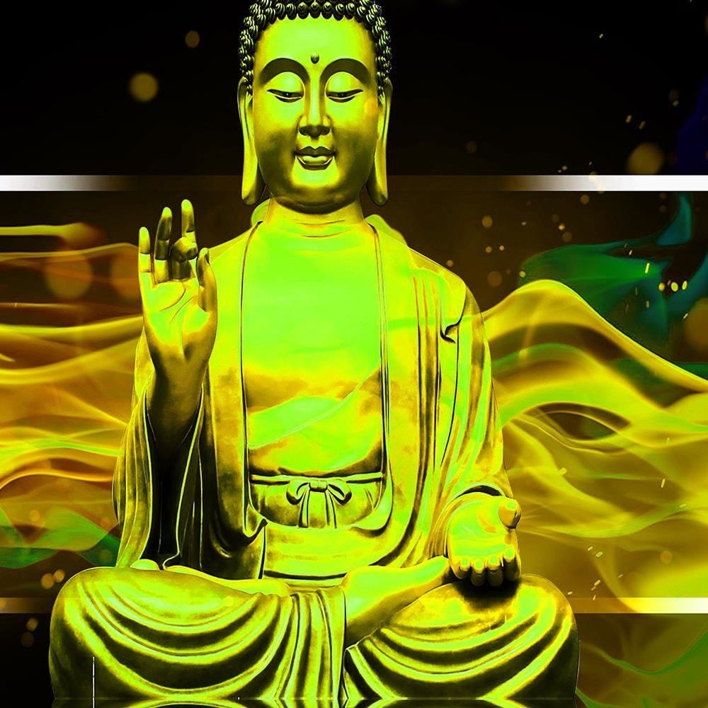 Glezna baltā rāmī - Figure Meditating Buddha  Home Trends DECO