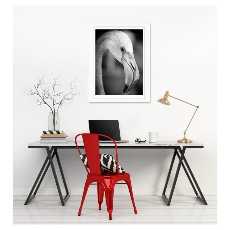 Glezna baltā rāmī - Flamingo in black and white  Home Trends DECO
