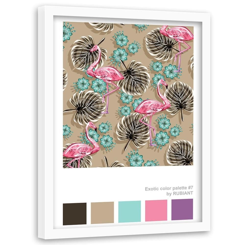 Glezna baltā rāmī - Flamingos Brown  Home Trends DECO