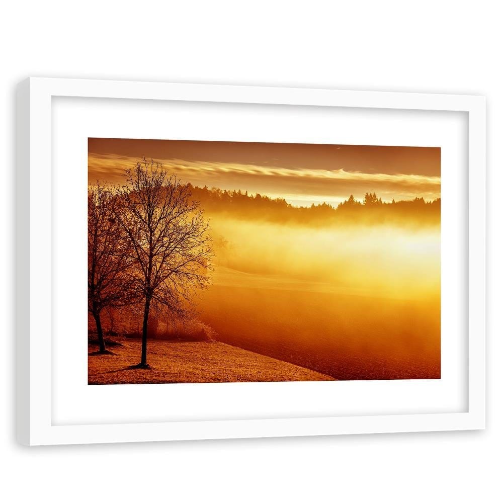 Glezna baltā rāmī - Fog On The Lake  Home Trends DECO