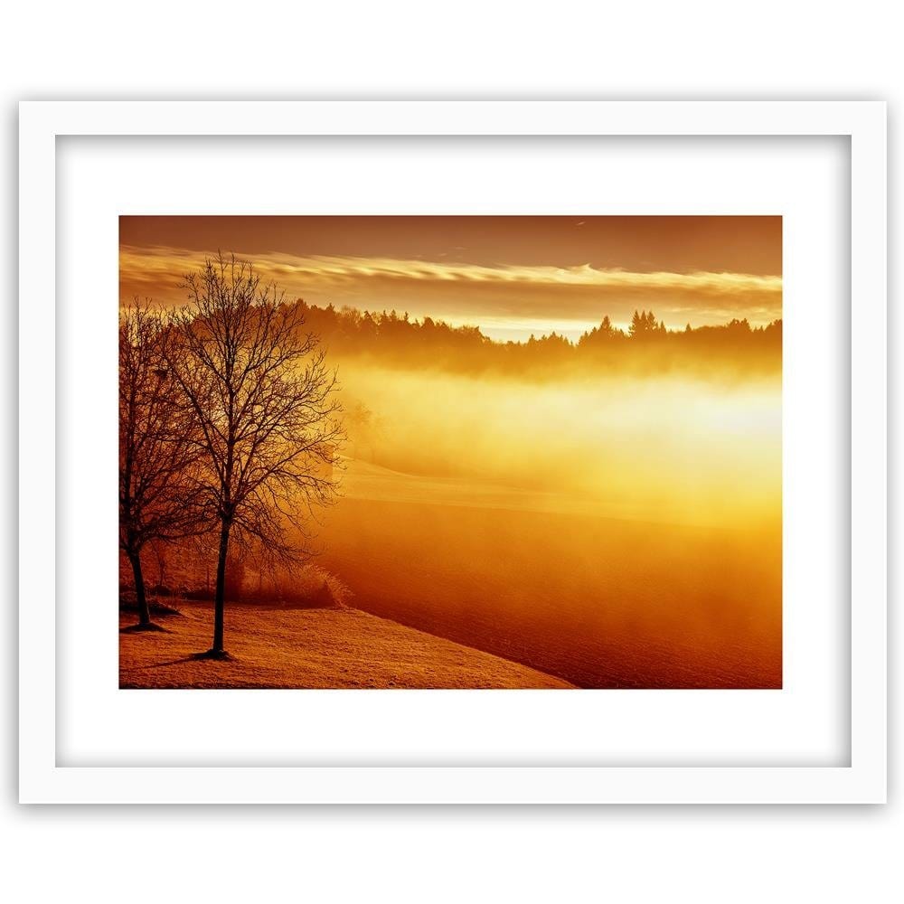 Glezna baltā rāmī - Fog On The Lake  Home Trends DECO