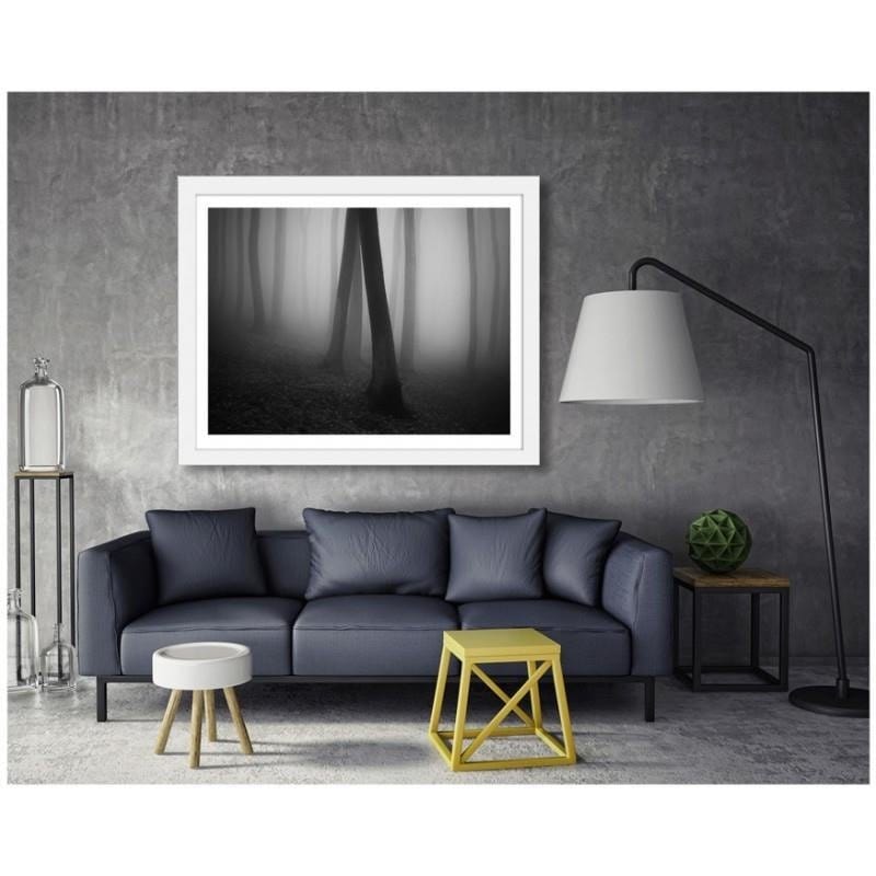 Glezna baltā rāmī - Forest in fog 2  Home Trends DECO