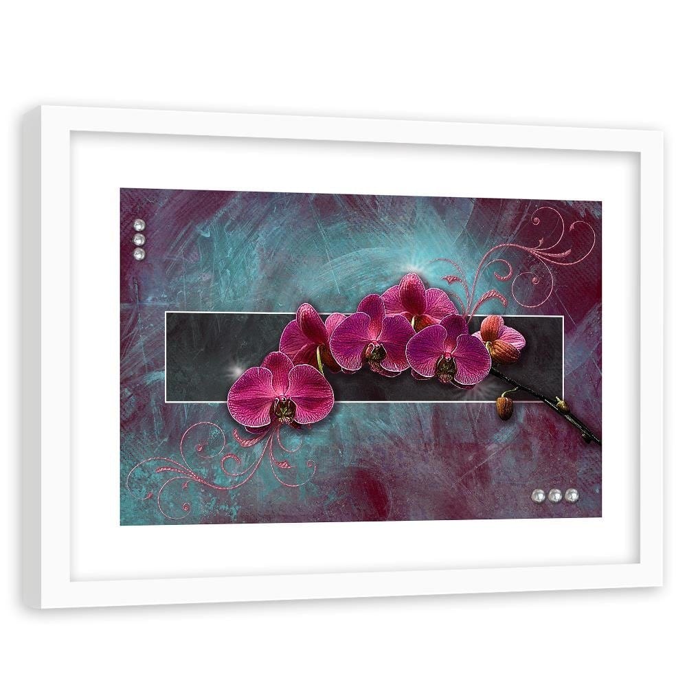 Glezna baltā rāmī - Fuchsia Orchid  Home Trends DECO