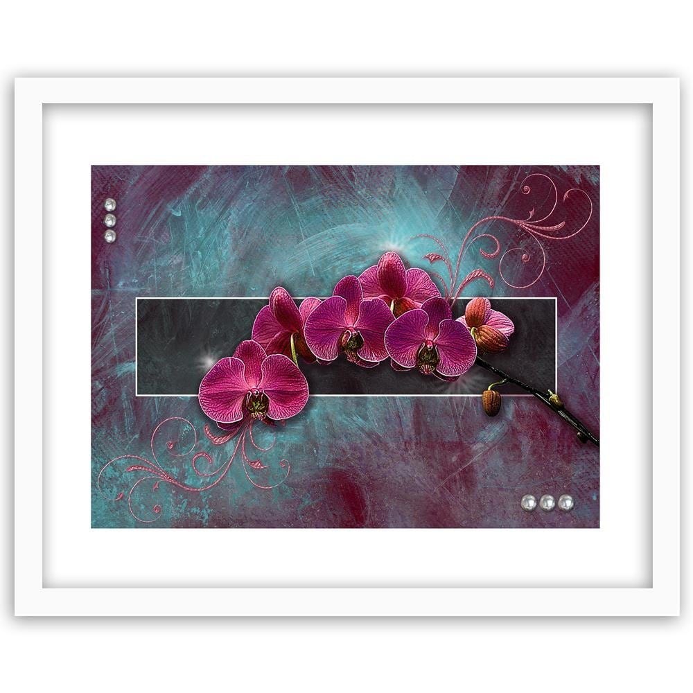 Glezna baltā rāmī - Fuchsia Orchid  Home Trends DECO