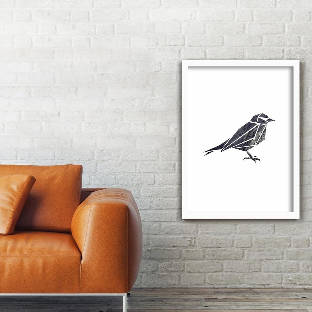 Glezna baltā rāmī - Geometric Bird 2  Home Trends DECO