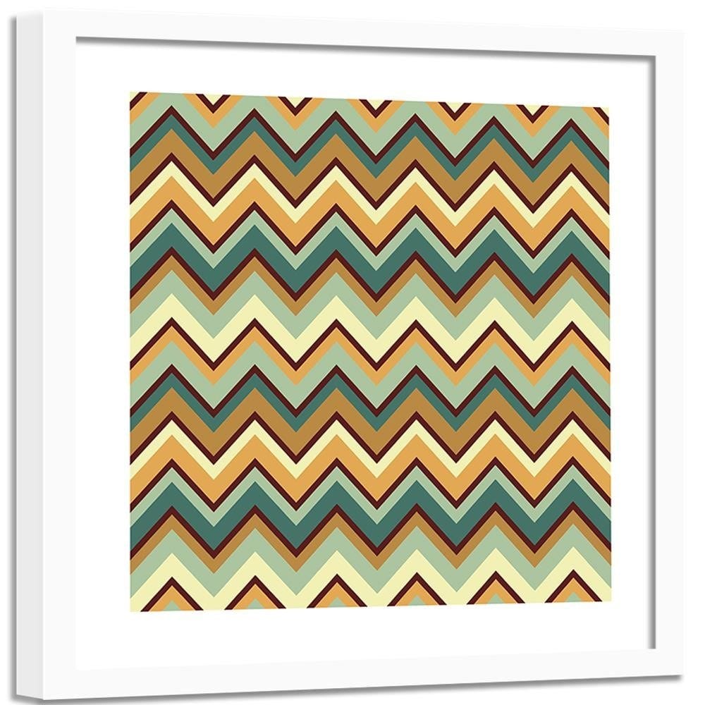 Glezna baltā rāmī - Geometric Zigzag 1  Home Trends DECO