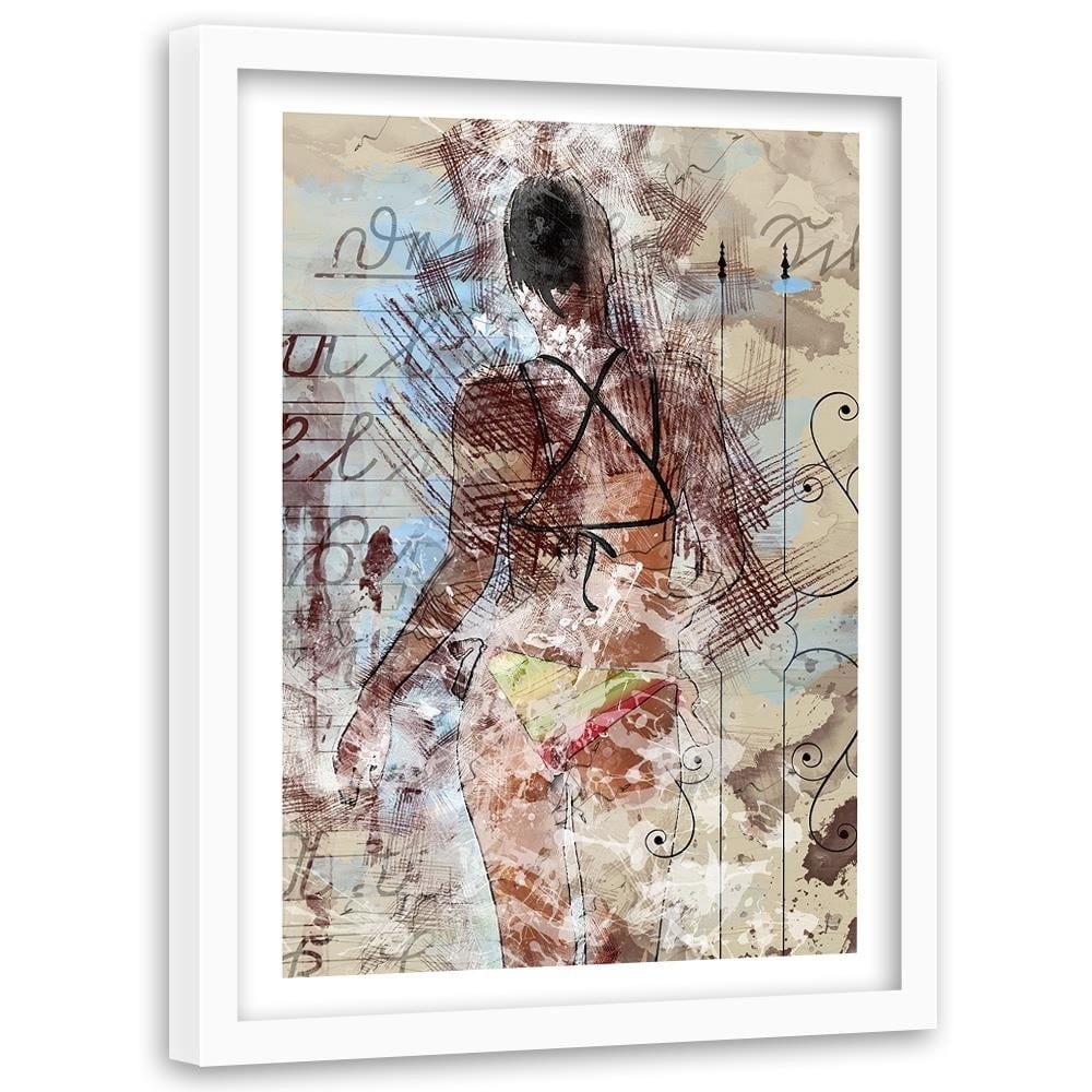 Glezna baltā rāmī - Girl In Bikini  Home Trends DECO
