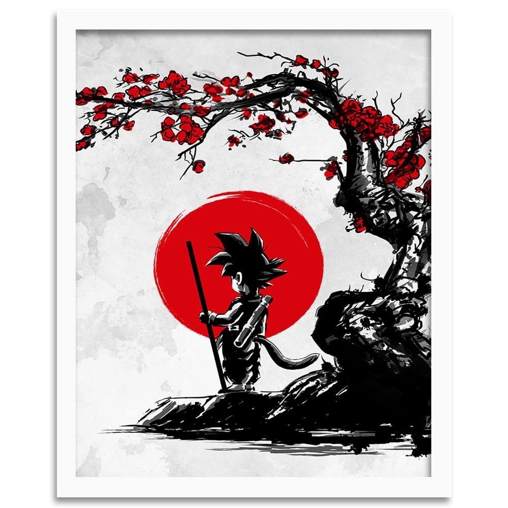 Glezna baltā rāmī - Goku And The Red Moon  Home Trends DECO