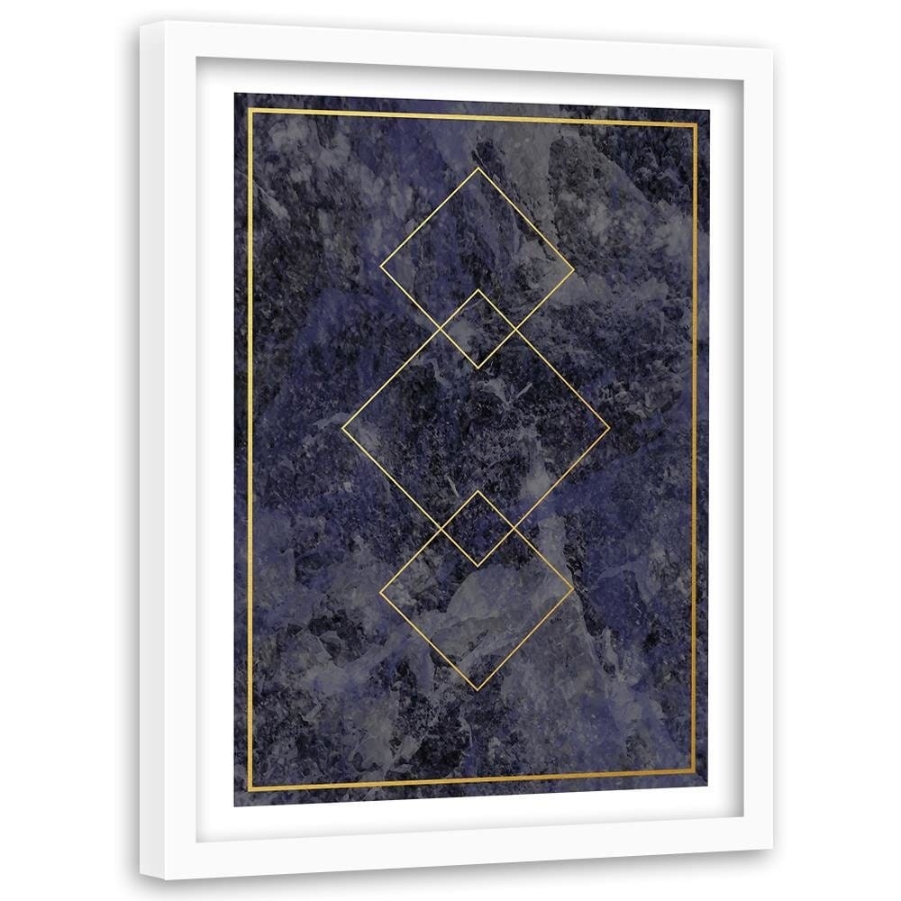 Glezna baltā rāmī - Gold Squares  Home Trends DECO