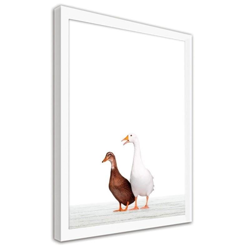 Glezna baltā rāmī - Goose and duck  Home Trends DECO