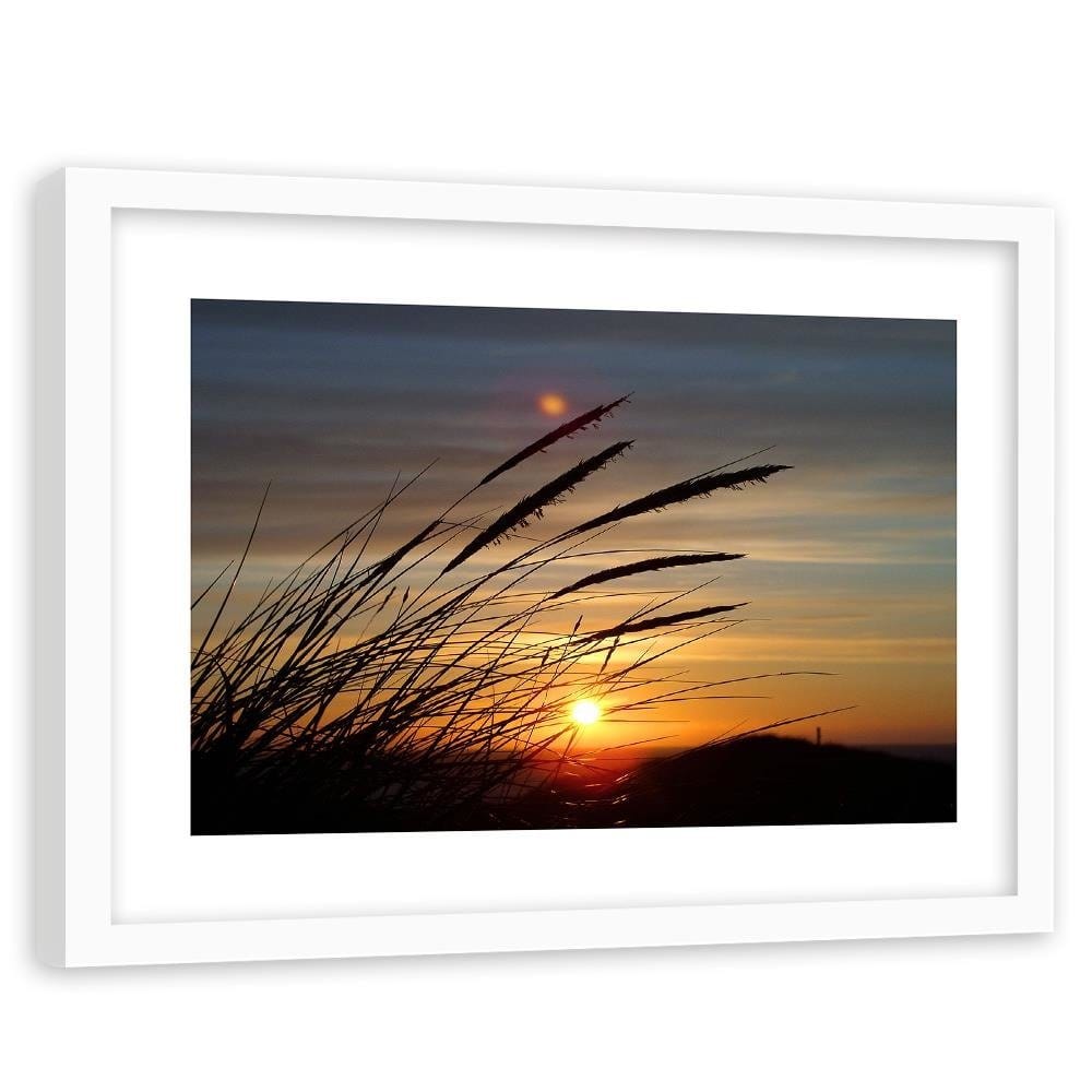 Glezna baltā rāmī - Grass And Sunset  Home Trends DECO